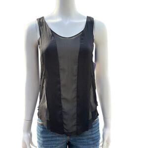 rag & bone Aubrey Black Sleeveless Top Sheer Overlay Silk Trim Blouse XS